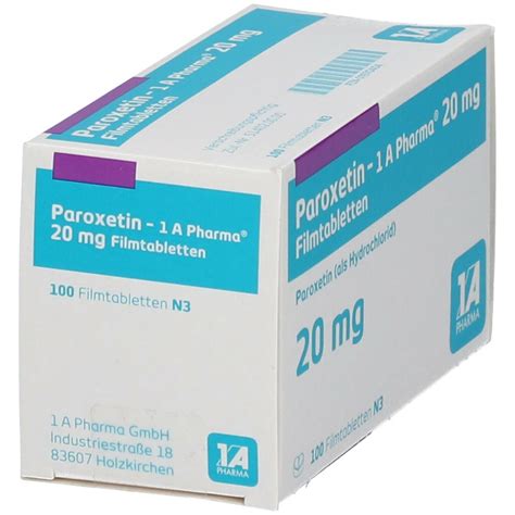 Paroxetin 1A Pharma 20Mg 100 St Mit Dem E Rezept Kaufen Shop Apotheke