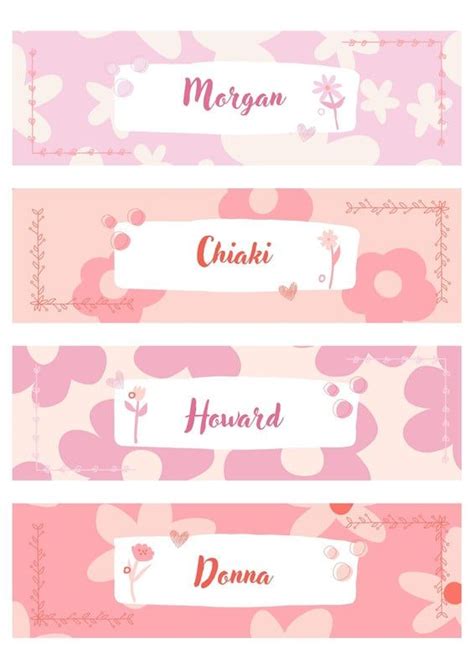 Pastel Pink Floral Pattern Name Folder Label Templates By Canva