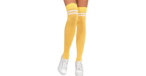 Leg Avenue Gina Athletic Thigh High Stockings Yellow White • Price