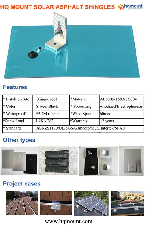 Universal Solar Racking Structure Flashing Mount Kit For Composition