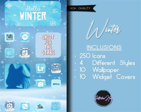 250 Pcs Winter Ios 14 Icons Aesthetic Iphone App Icons Snowy Etsy