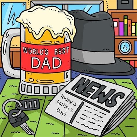 Premium Vector Fathers Day Worlds Best Dad Colored Cartoon