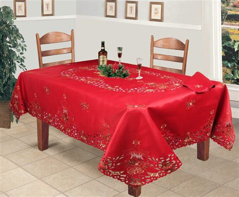 Amazon Creative Linens Holiday Christmas Embroidered Red