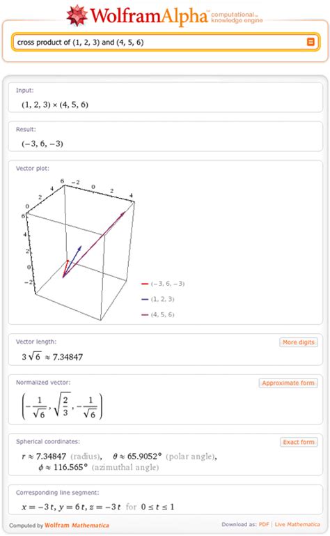 Wolframalpha Performs Vector Operations—wolframalpha Blog