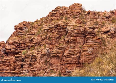 Cinematic Shot Of The Red Cliffs In Provincia De Mendoza Argentina