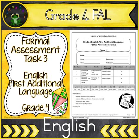 Grade 4 English First Additional Language Assessment Term 1 2022 • Teacha