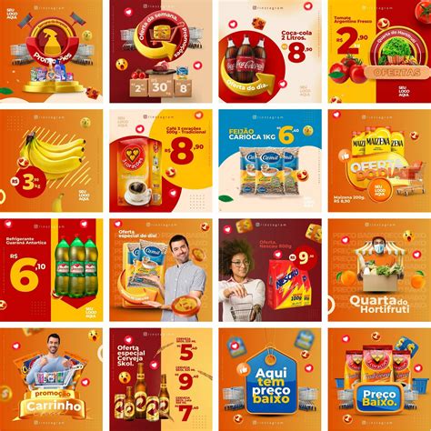 Pack Canva Supermercado Mercados Template Canva Artes B Nus