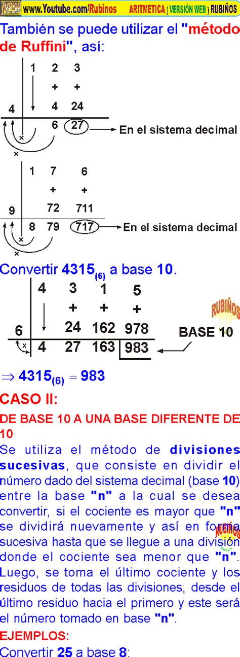 Sistemas De NumeraciÓn Ejemplos Y Ejercicios Desarrollados