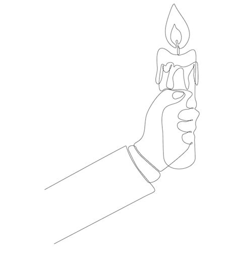 Premium Vector | Continuous line drawing hand holding candle