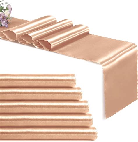 Amazon Eychei Set Of Rose Gold Satin Table Runners X