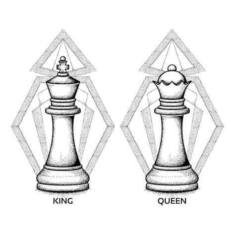 King And Queen Chess Pieces Drawing