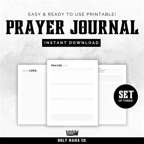 Minimal Prayer Journal Set Grid Printable Prayer Log Minimal Prayer