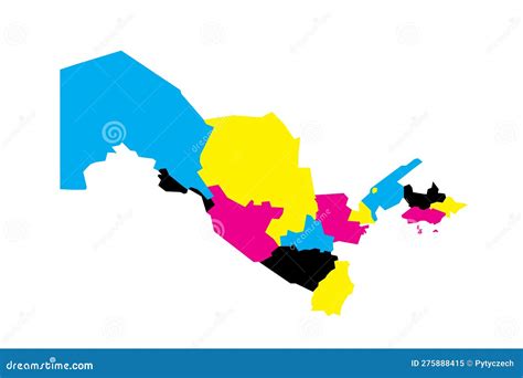 Uzbekistan Political Map Of Administrative Divisions Stock Illustration