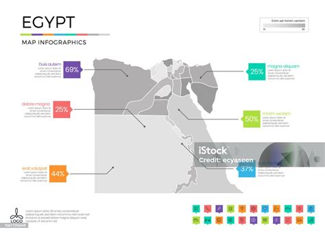 Egypt Map Infographics With Editable Separated Layers Zones Elements And District Area In Vector