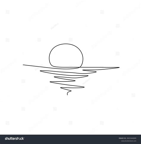 Vector Isolated One Line Single Line Sunset Royalty Free Stock Vector