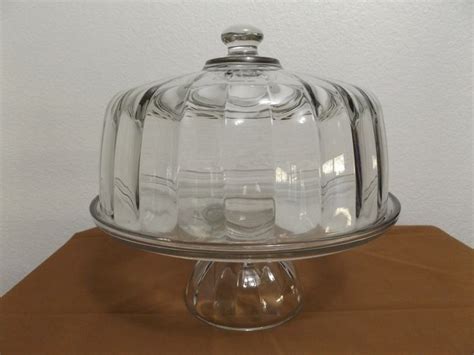 Vintage Large Pedestal Cake Stand W Dome Covered Lid Clear Etsy Cake Stand With Lid