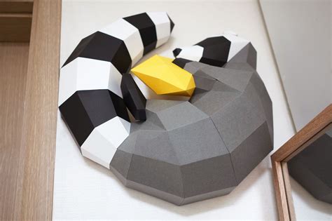 Sleeping Raccoon Papercraft Pdf Template Low Poly Sleeping Raccoon