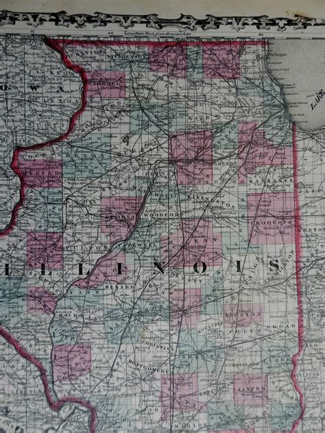 Illinois County Map Chicago Court House W Vignette View 1862 Johnson And Ward Map 1862 Map