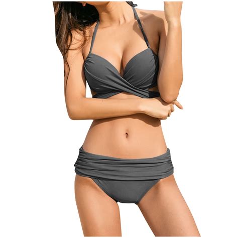 Wyobmus Womens High Waisted Bikini Sets Solid Color Adjustable String