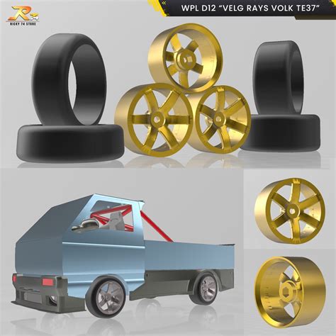 Jual WPL D12 Velg Model Rays Volk TE37 Dan Ban 1 Set RC Drift 3D