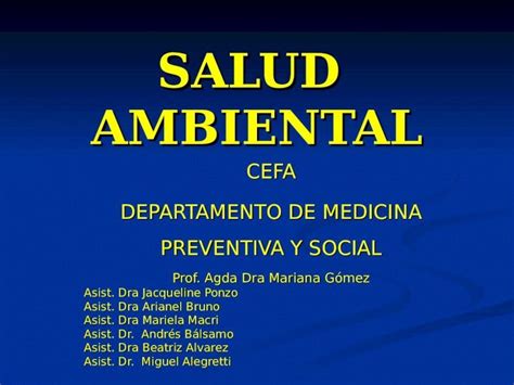 Ppt Salud Ambiental Cefa Departamento De Medicina Preventiva Y Social