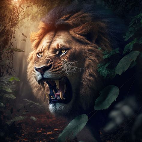 Lion in the jungle - Wallpaper