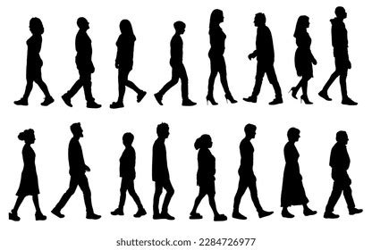 Silhouette Group People Walking On White Stock Illustration 2284726977 ...