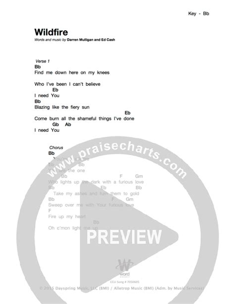 Wildfire Chords PDF (We Are Messengers) - PraiseCharts