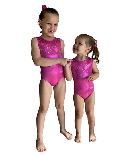 Loly Pink Glitz Shiny Foil Leotard Crystals Gymnastics Acrobatics Dance