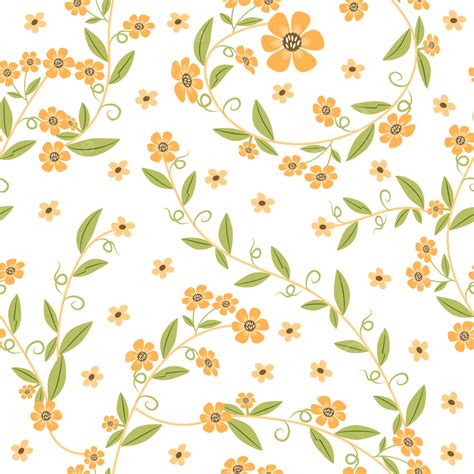 Orange Seamless Pattern Vector Hd Images Orange Flowers Seamless Pattern With Leaves Overlay