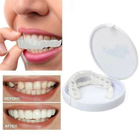 Entasser Hot Snap On False Teeth Upper Lower Dental Veneers Dentures Tooth Cover Set