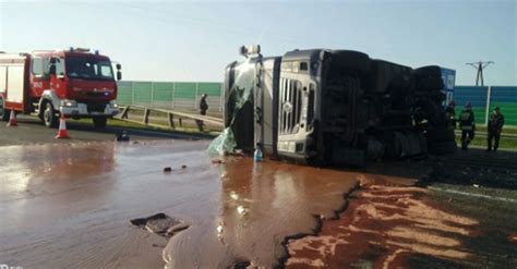 Its Tasty Slick On A Polish Road As Chocolate Tanker Overturns