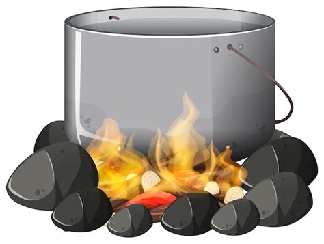 Premium Vector Cooking Pot On Burning Fire