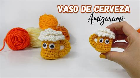 Llavero Vaso De Cerveza Tejido A Crochet Amigurumi CREATIVA MIX