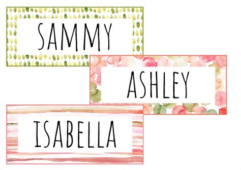 Classroom Name Tags Template Watercolor Editable Printable Etsy