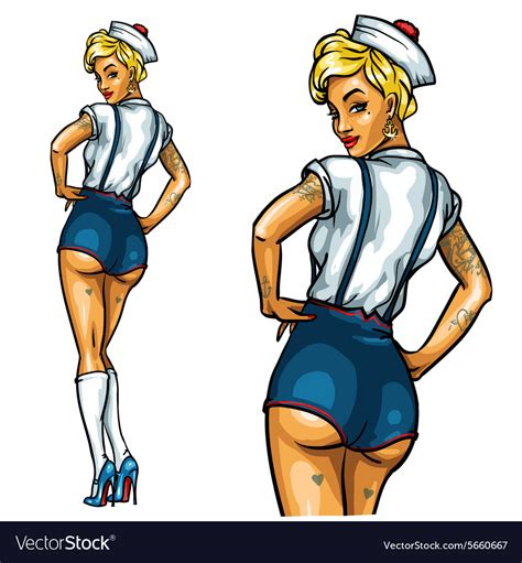 Pin Up Sailor Girl Isolated Royalty Free Vector Image