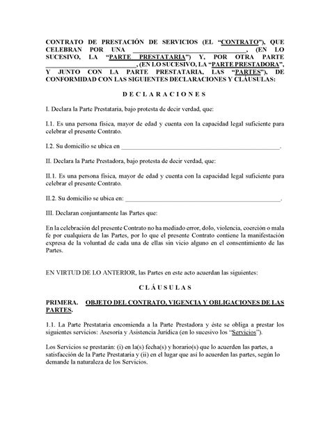 Clausulas De Un Contrato De Servicios Actualizado Marzo 2022