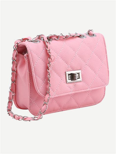 Bolsa Pu Con Cierre Y Cadena Rosa Spanish Shein Sheinside