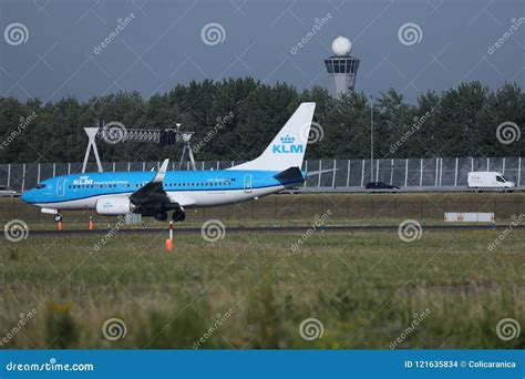 KLM Royal Dutch Airlines Jet Taxiing In Schiphol Airport AMS Editorial