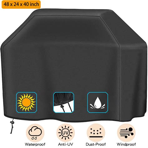 Dinosam 48 Inch Heavy Duty Waterproof Bbq Grill Cover With Storage Bag Black