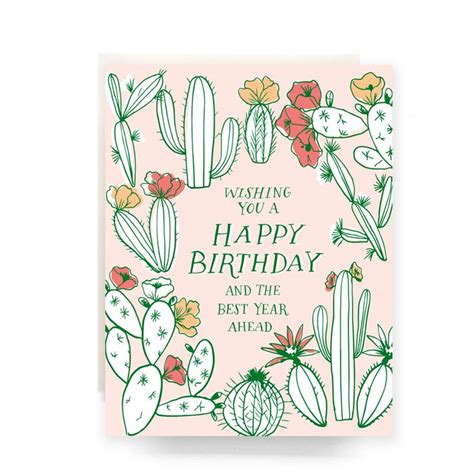 Cactus Toile Birthday Greeting Card Birthday Greeting Cards Birthday