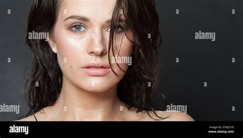 Beautiful Woman With Beauty Face And Healthy Facial Skin Close Up Portrait Beautiful Wellness