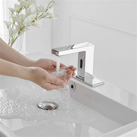 Automatic Sensor Touchless Bathroom Sink Faucet With Deck Plate In