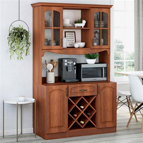 Living Skog Galiano In Dark Cherry Pantry Buffet With Hutch With