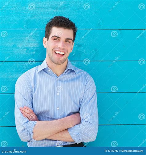 Attractive Male Model Laughing Outdoors Stock Image Image Of