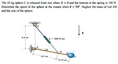 SOLVED The 10 Kg Sphere C Is Released From Rest When 0 And The