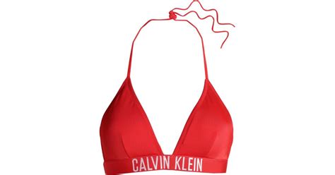 Calvin Klein Synthetic Printed Triangle Bikini Top Red Lyst