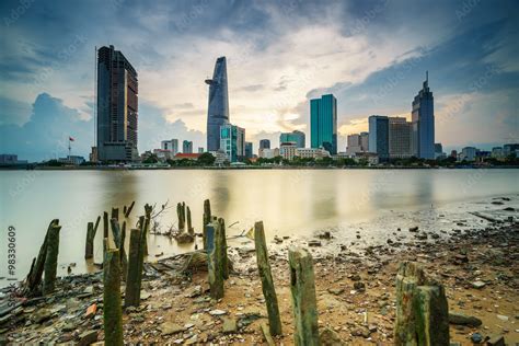 Cityscape Of Ho Chi Minh City At Sunset HDR Viewed Over Saigon River