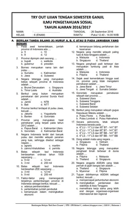 Soal Kelas 6 Ipa Semester 1 Riset