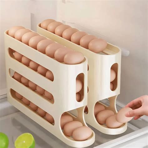 Soporte Autom Tico Para Huevos Caja De Almacenamiento Para Nevera